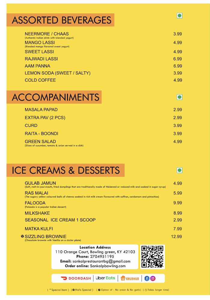 Sankalp Bowling Green Menu image 2
